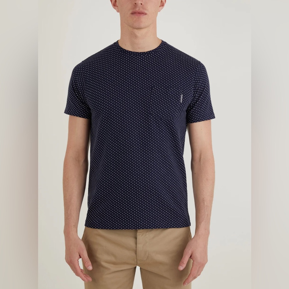 NWT Peter Werth London Navy and White Polka Dot Shirt